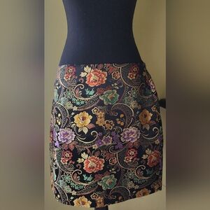 Twik Jacquard Floral Embroidery Asian Style Mini Pencil Skirt